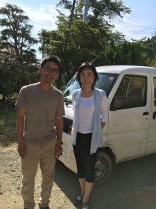 沖縄から移り住んで農家民宿を営む、のんびりとした中里さんと。移住後３年目に震災にあったとのことでした