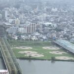 市川市から見た高規格堤防の写真